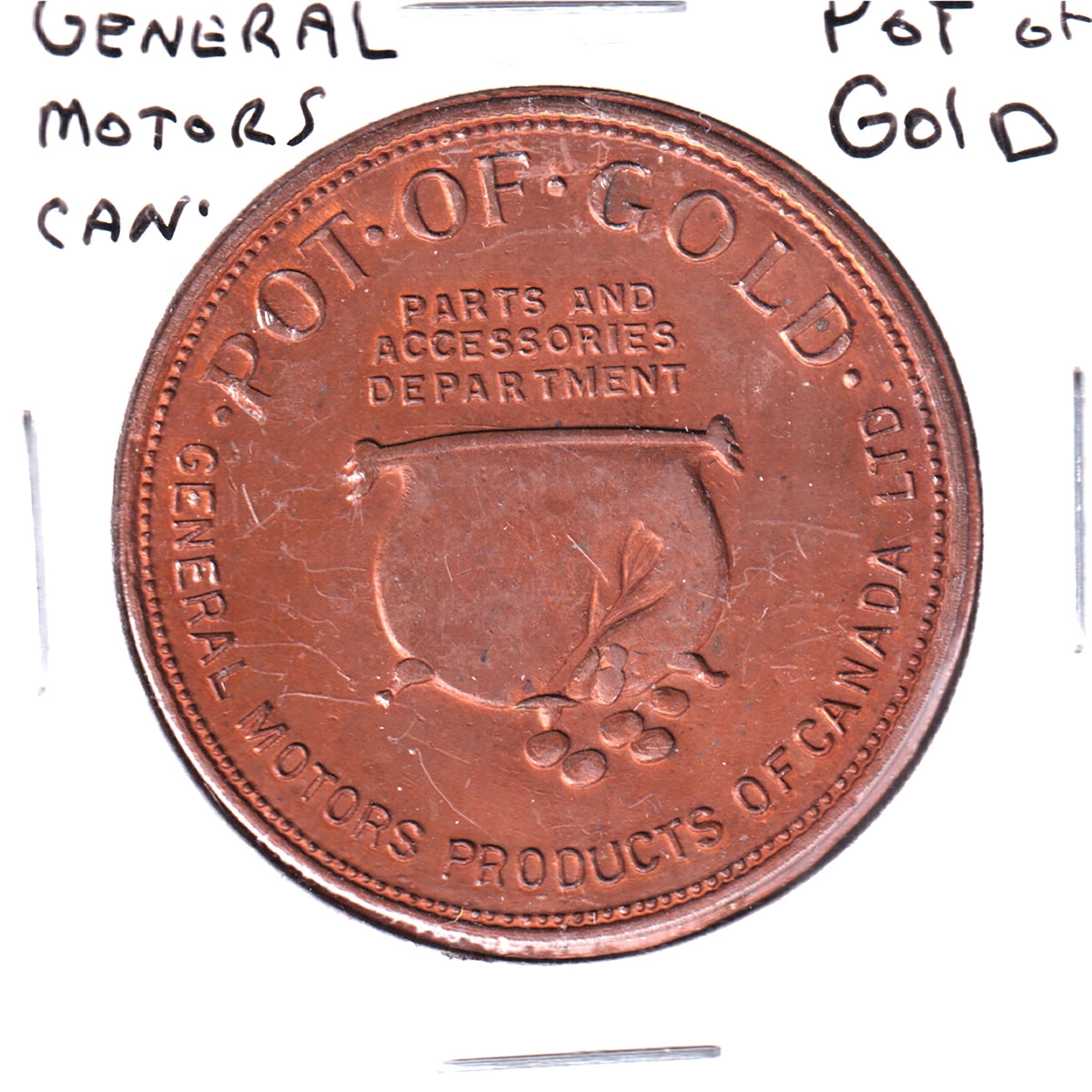 General Motors Canada Pot of Gold Medallion: Parts and Accessories Department