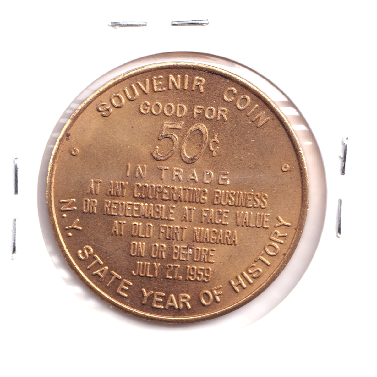 1959 Old Fort Niagara Bicentennial 50-cent Souvenir Coin (Spots)