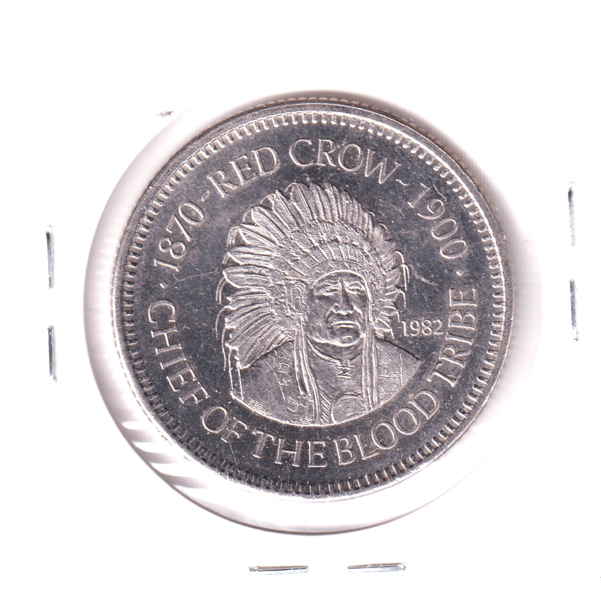 1982 Fort MacLeod, AB, Souvenir Medallion: Red Crow, Chief of the Blood Tribe
