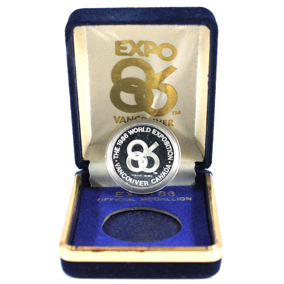1986 Vancouver World Exposition .999 Silver Medallion in Case (No Tax) Light issues