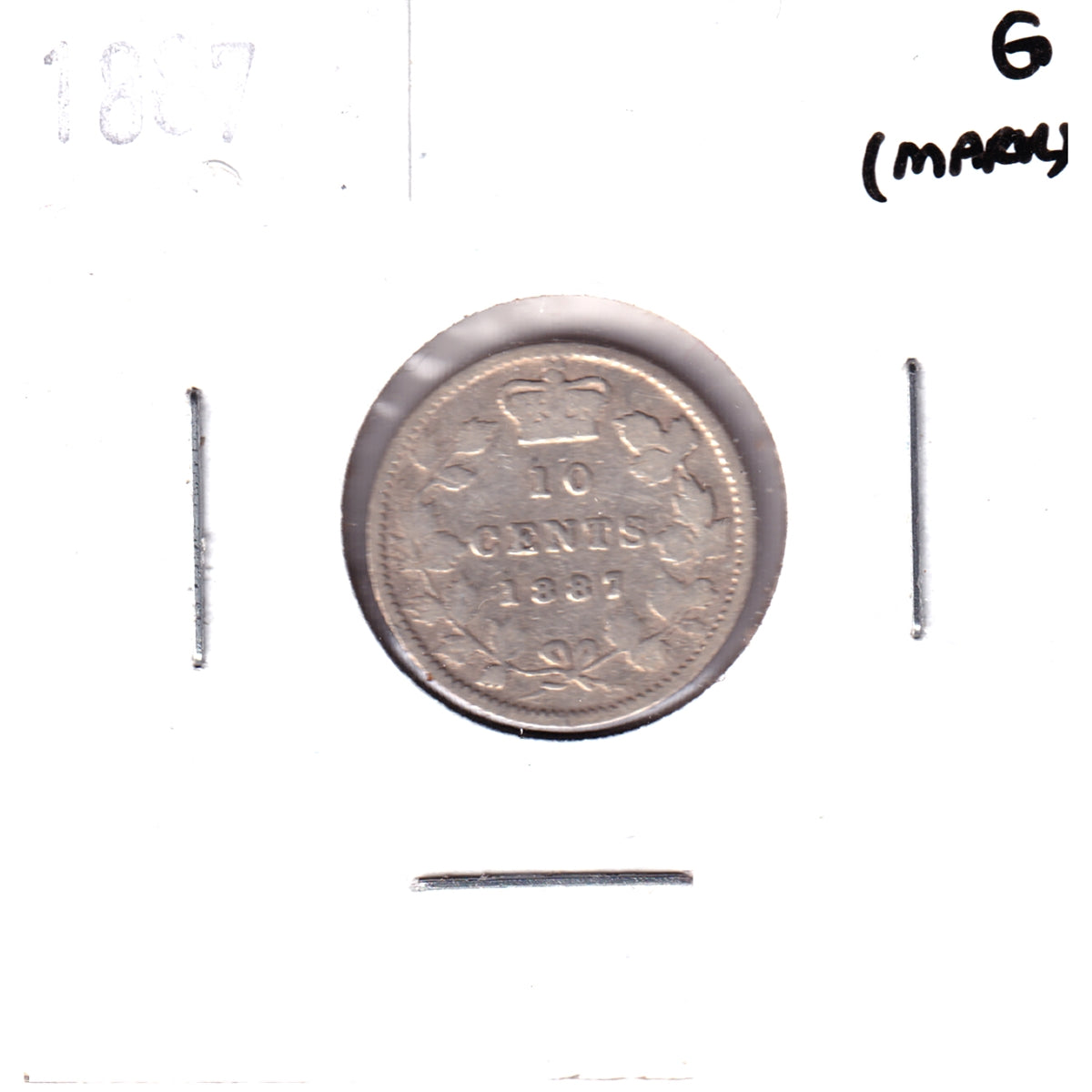 1887 Canada 10-cents Good (G6) Scratched, Cleaned or Impaired