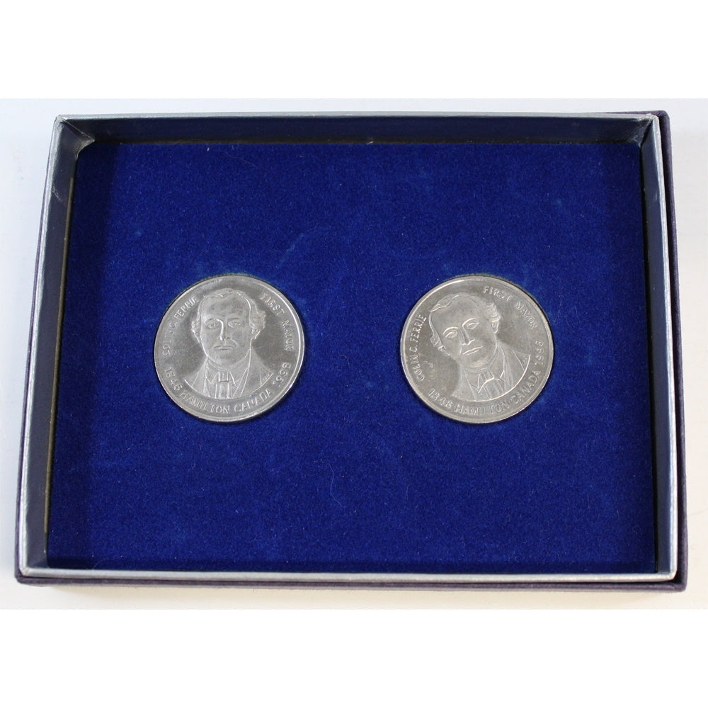Set of 2x 1996 Hamilton, ON, 150th Anniversary $1.50 Trade Dollars in Box