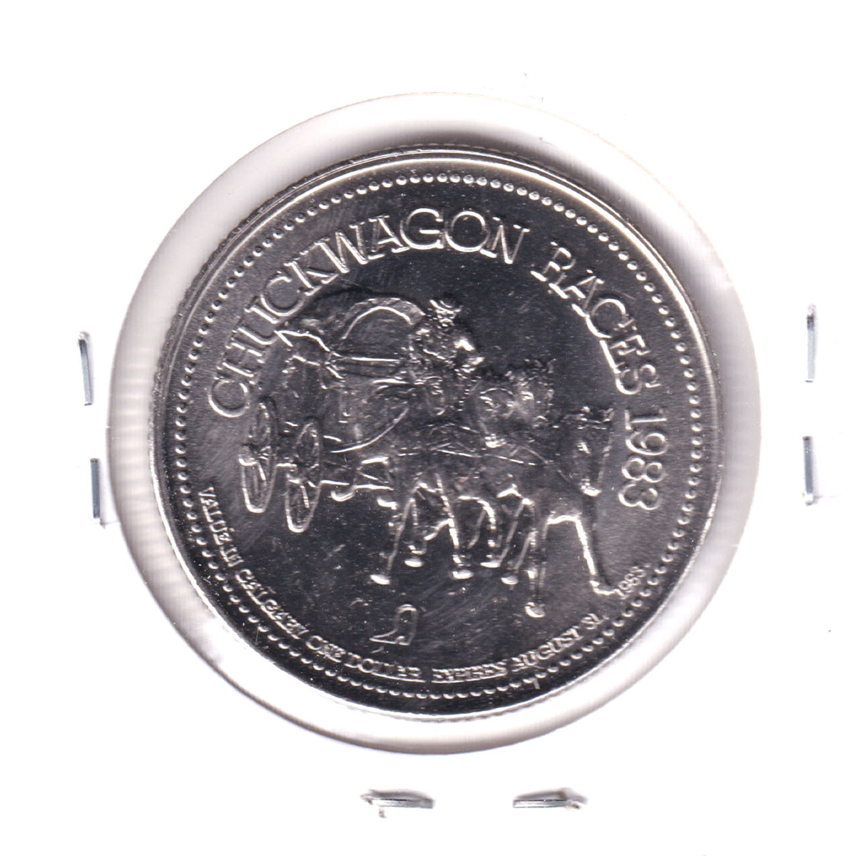 1983 Calgary Stampede Dollar Trade Token: Chuckwagon Races