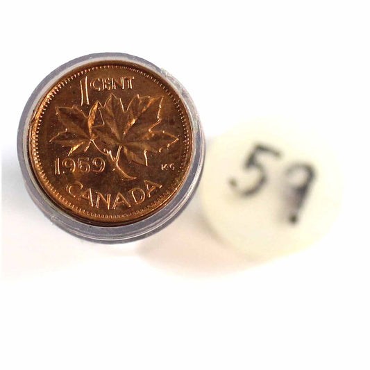 1959 Canada 1-cent Roll of 50Pcs, Brilliant Uncirculated (Mint State) May be toned