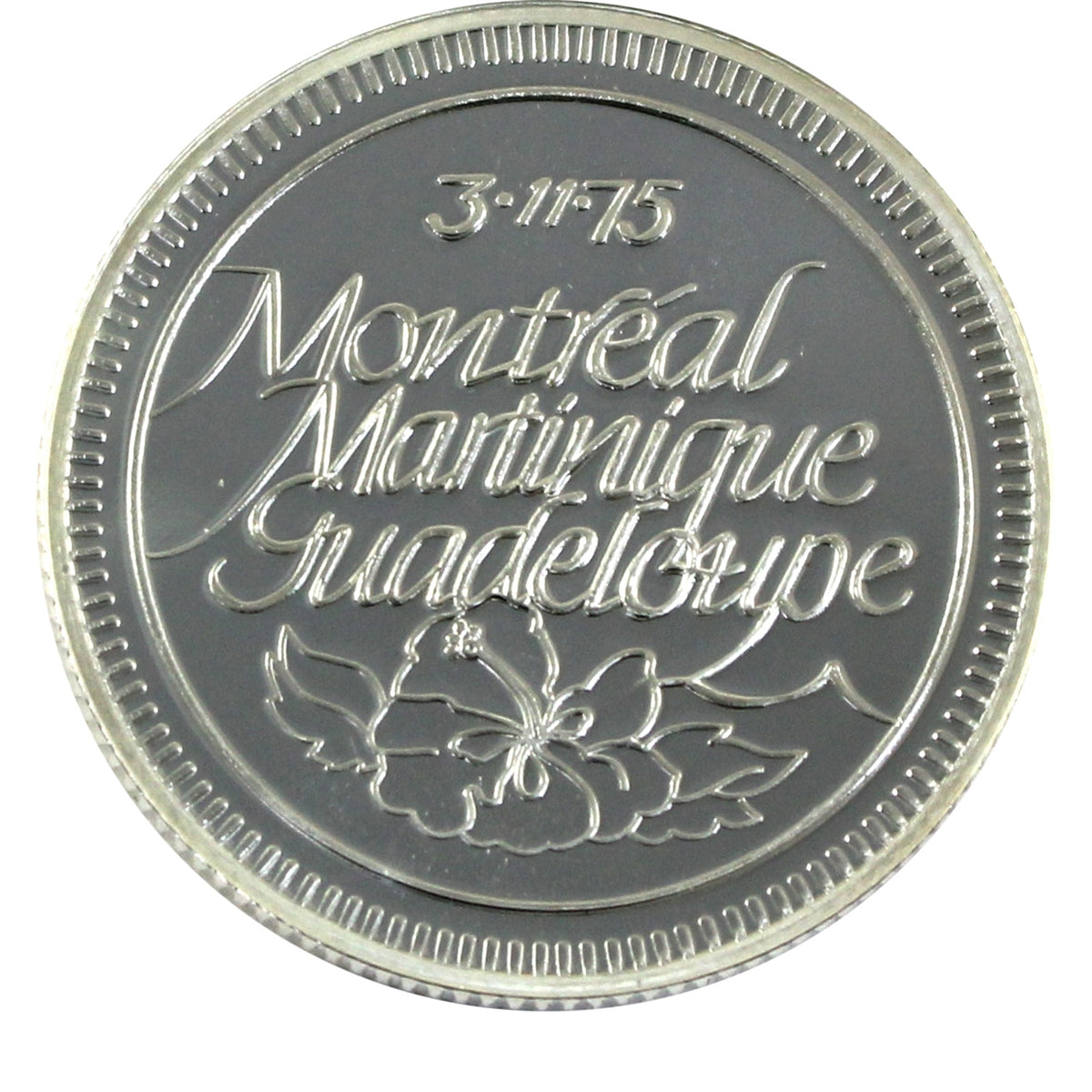 1975 Air Canada Martinique & Guadeloupe Inaugural Flight 999 Silver Medallion (No Tax)
