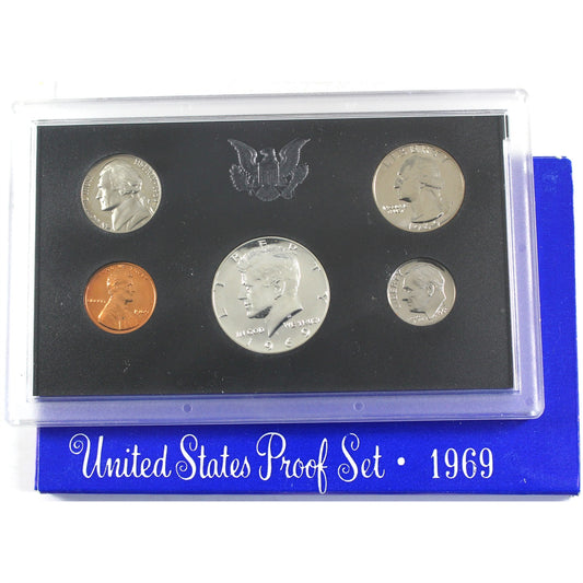 1969-S USA Proof Set (Lightly toned, wear on case & envelope)