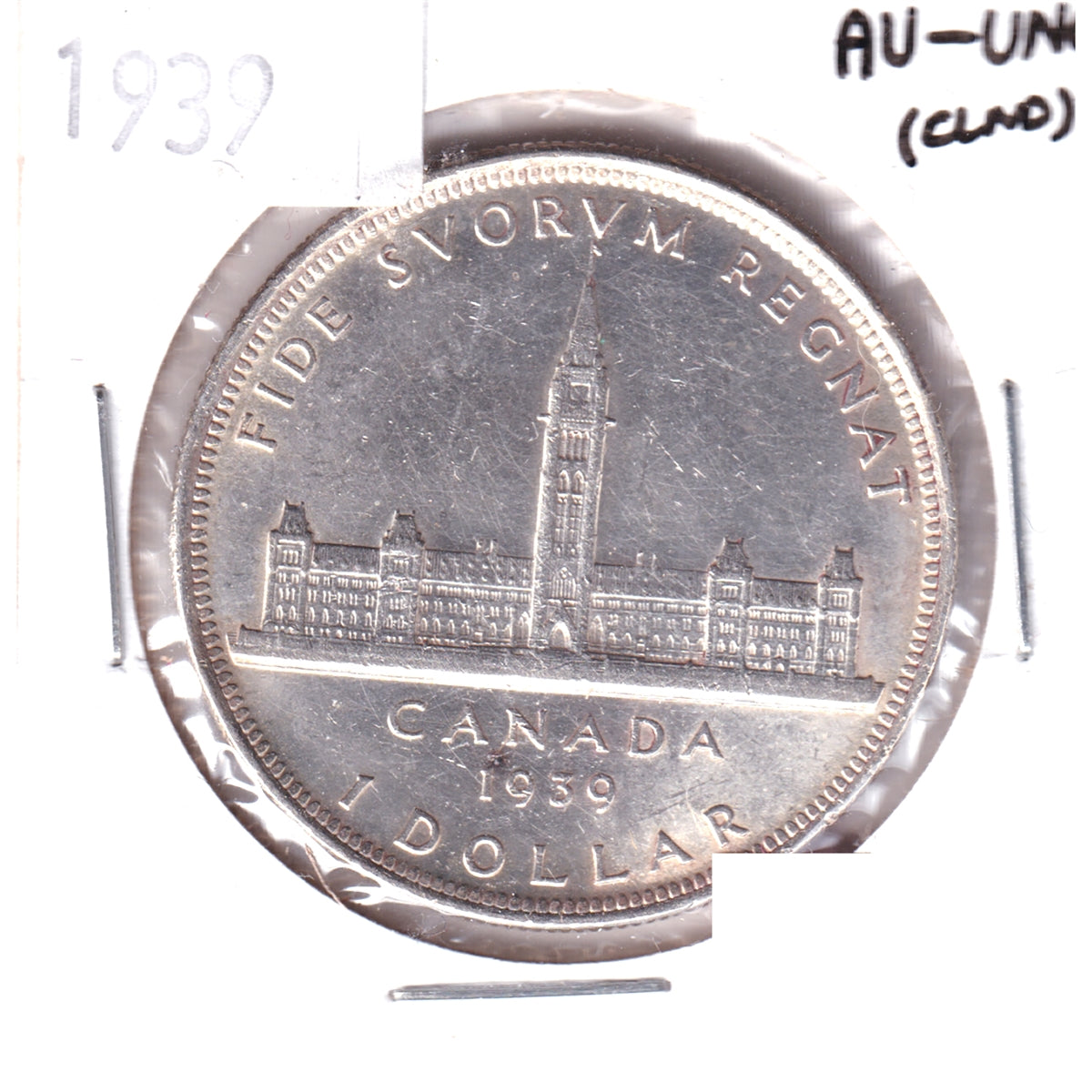 1939 Canada Dollar AU-UNC (AU-55) Scratched, cleaned, or impaired