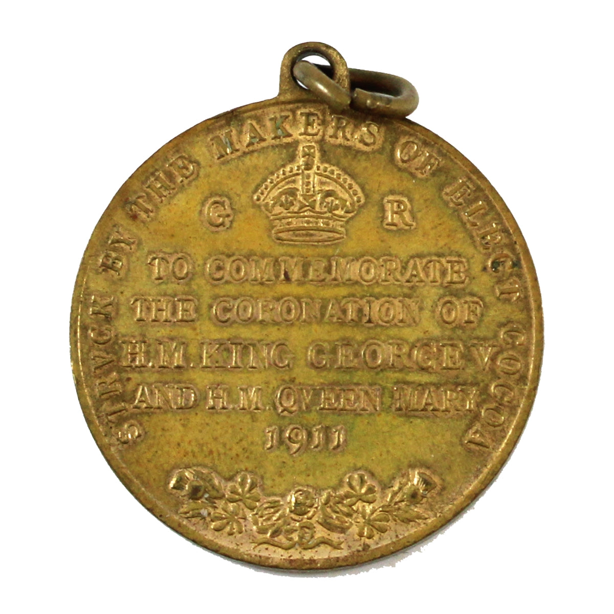 1911 Elect Cocoa King George V & Queen Mary Coronation Gilt Medallion