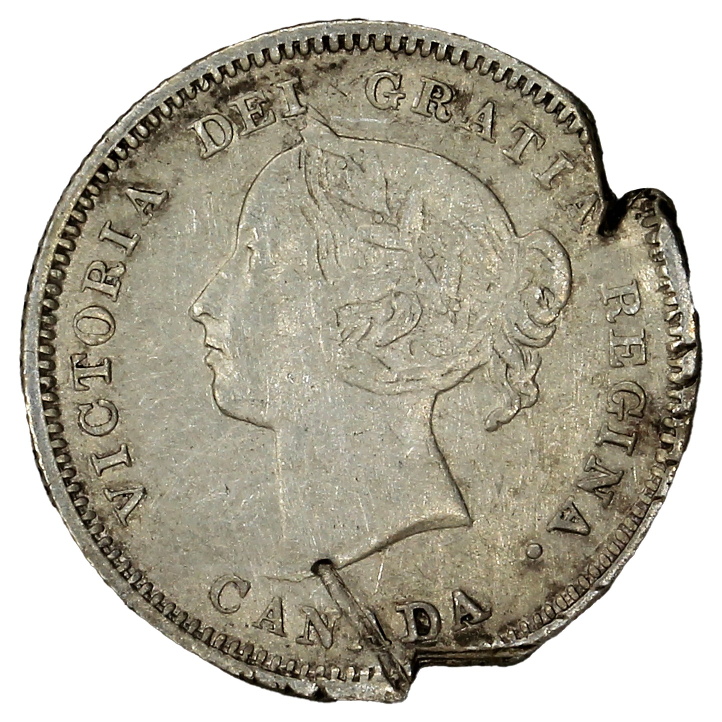 1886 Small 6 Canada 5-cents VF-EF (VF30) (Impaired)