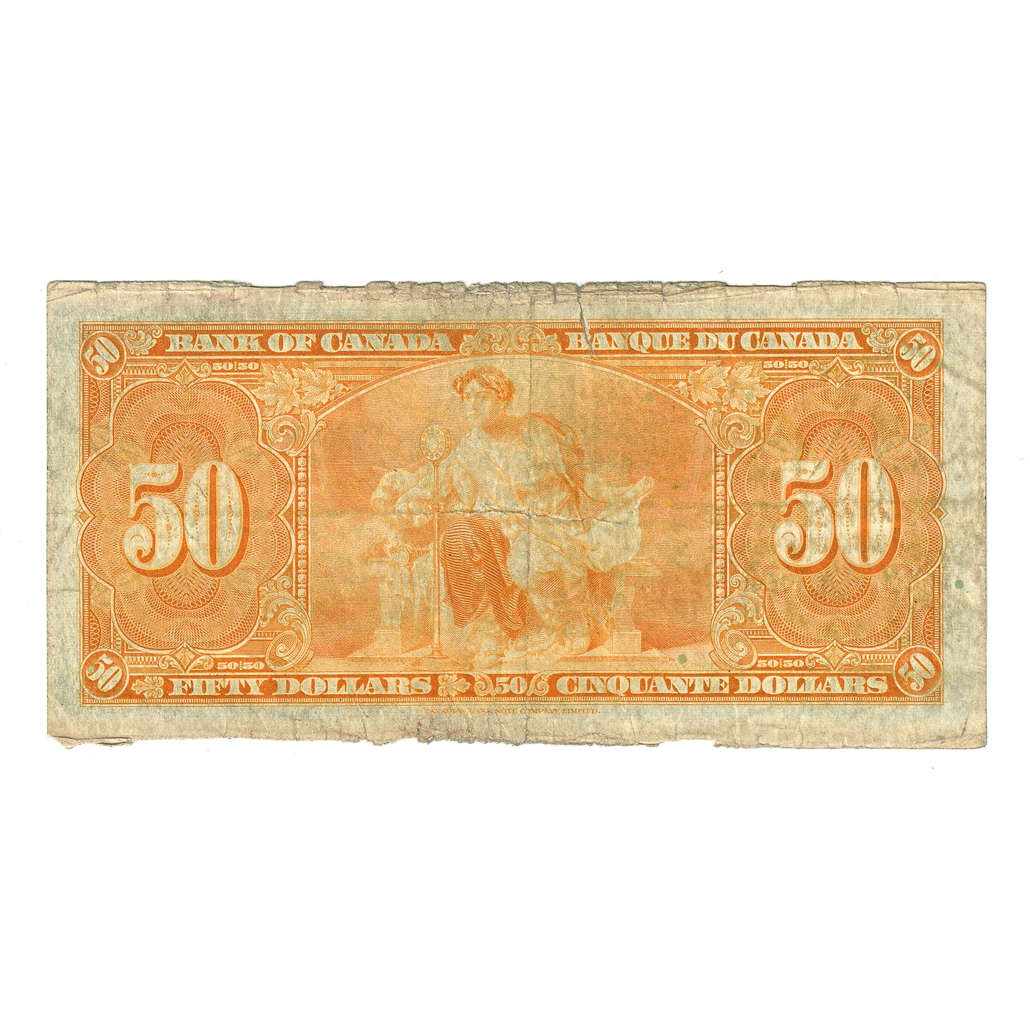 BC-26b 1937 Canada $50 Gordon-Towers, B/H, Circulated (writing)