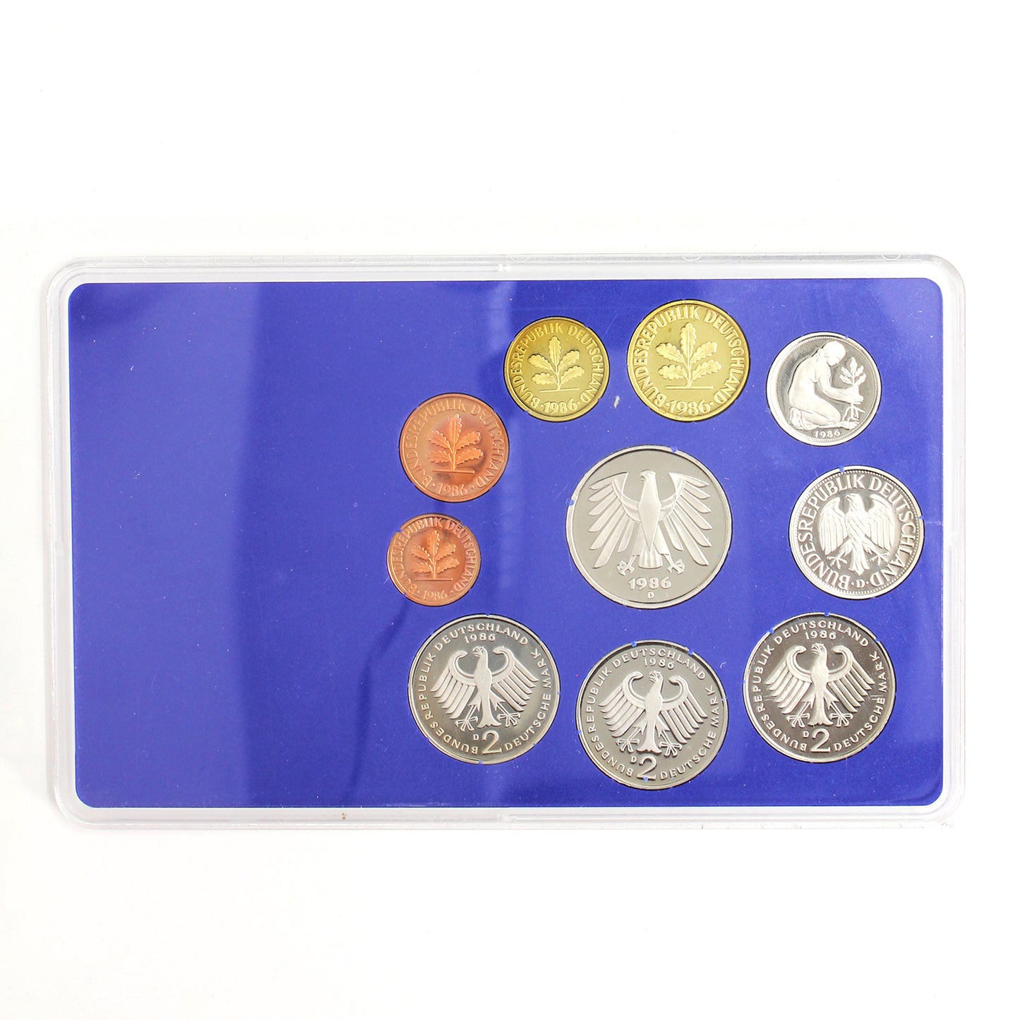 1986D Germany 10-Coin Proof Set in Holder (Impaired)