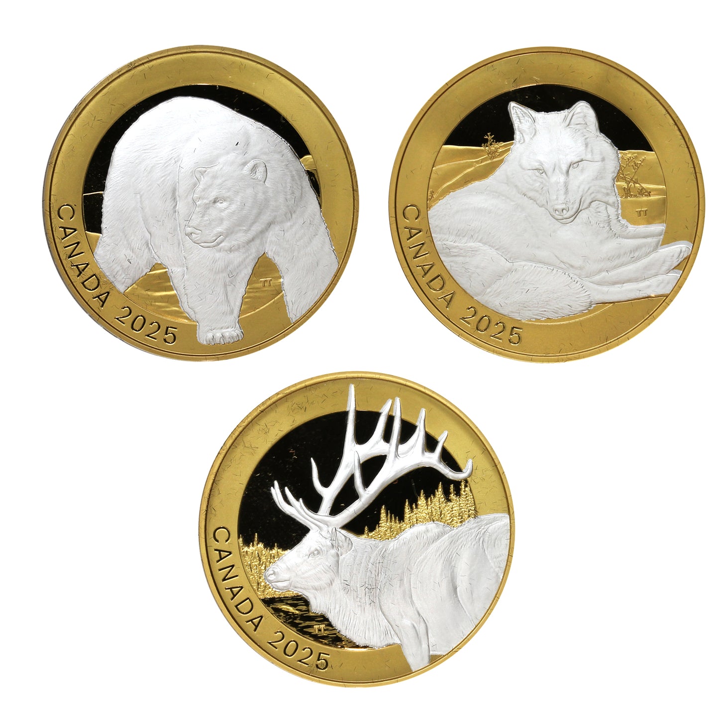 2025 Canada $20 Animal Portraits 3-Coin Gold-Plated Fine Silver in Subscription Box (No Tax)