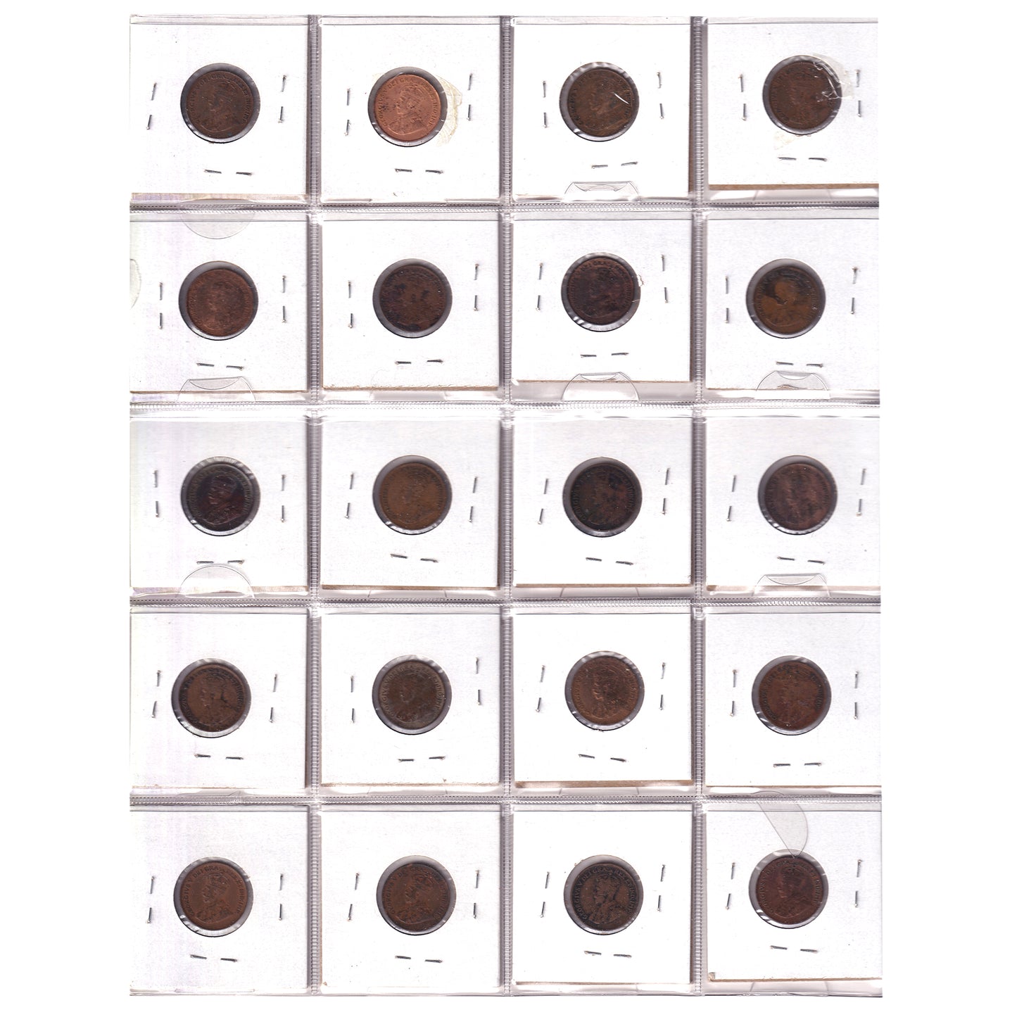 Group Lot of 20x 1920-1934 Canada 1-cents, Very Good to VF-EF, 20pcs (Impaired)