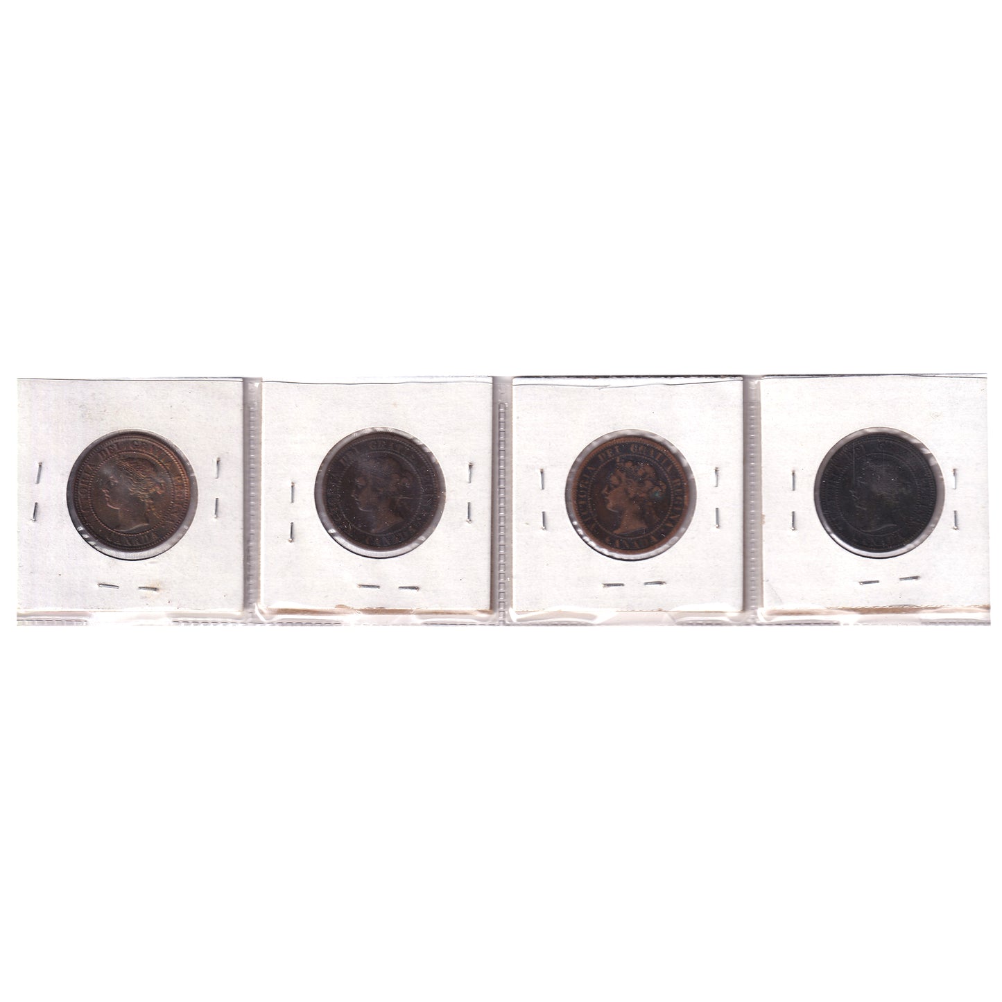 Group Lot of 4x 1890-1898 Canada 1-cent Fine to VF-EF, 4pcs (Impaired)