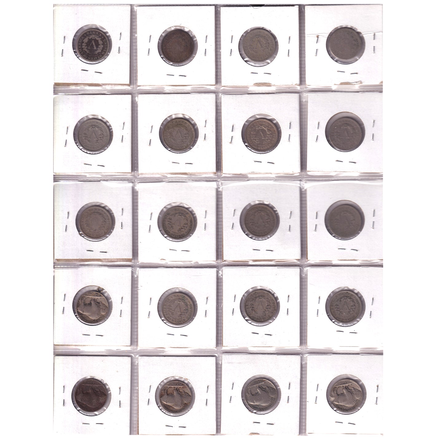 Group Lot of 20x 1867-1917 USA Nickels Poor to VG-F, 20pcs (Impaired)