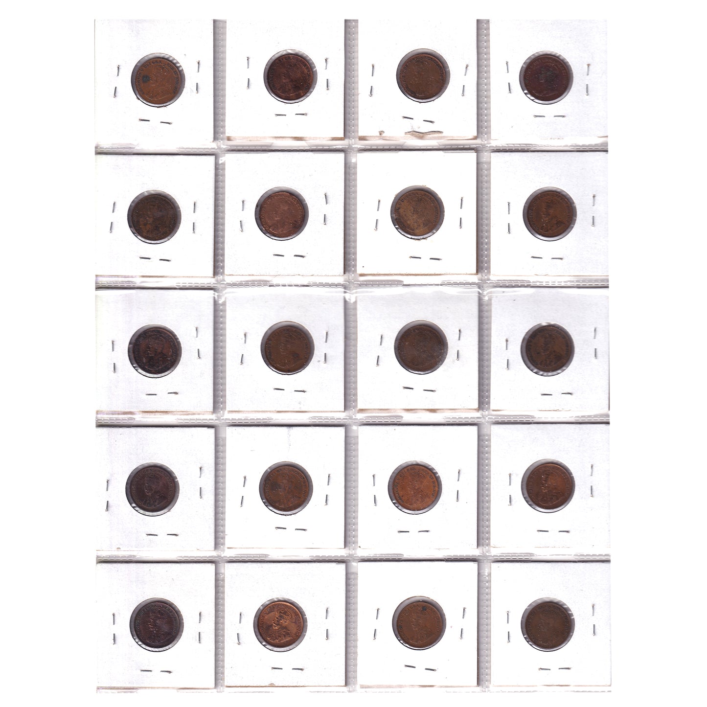 Group Lot of 20x 1920-1936 Canada 1-cent VG to AU, 20pcs (Impaired)