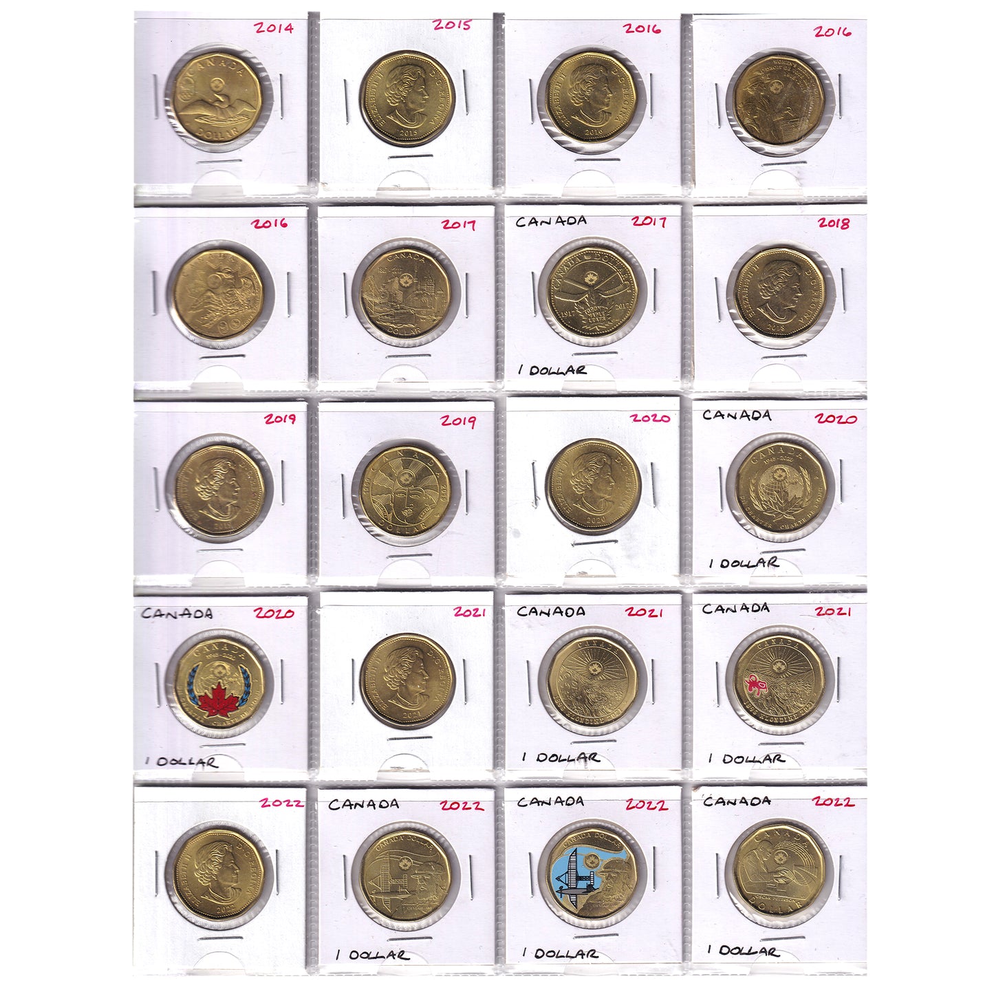 Estate Lot of 170x 1987-2023 Canada Loon Dollars in Red Binder, 170pcs