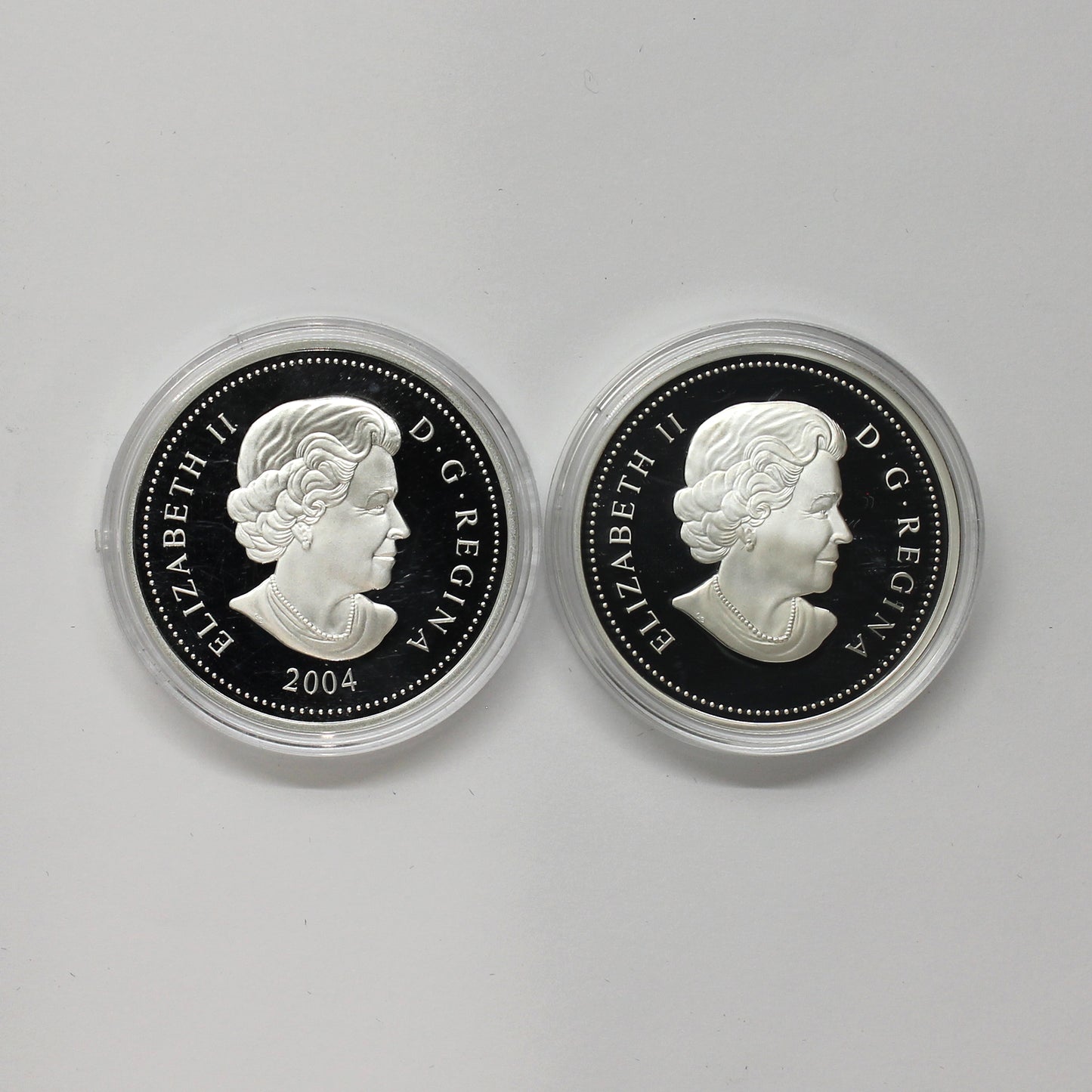 Pair of 2004 & 2006 Canada $5 Silver from Sets, 2pcs (No Tax) Coins Only (Scr. Caps)