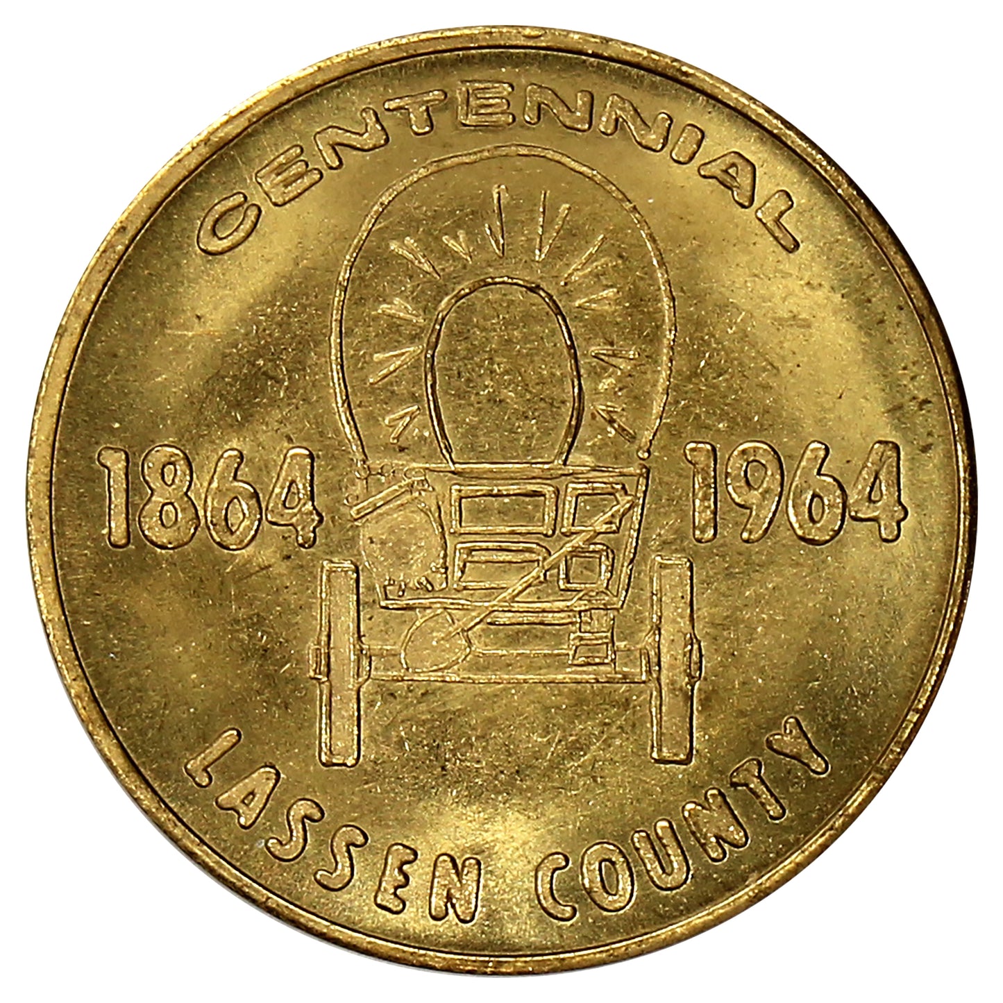 1964 Lassen County, CA, Centennial 50-cent Souvenir Trade Token with Information Card