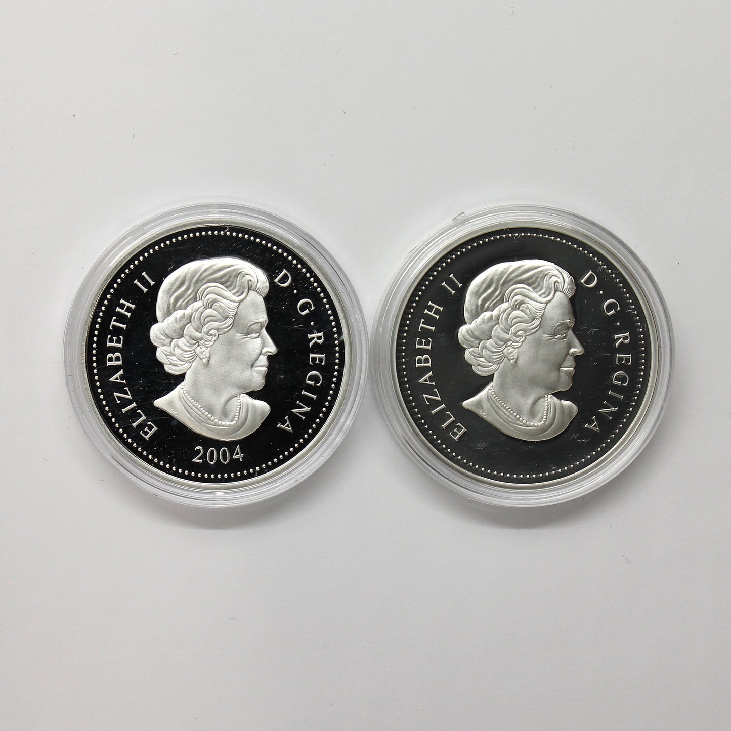 Pair of 2004 & 2005 Canada $5 Silver from Sets, 2pcs (No Tax) Coins Only (Scr. Caps)