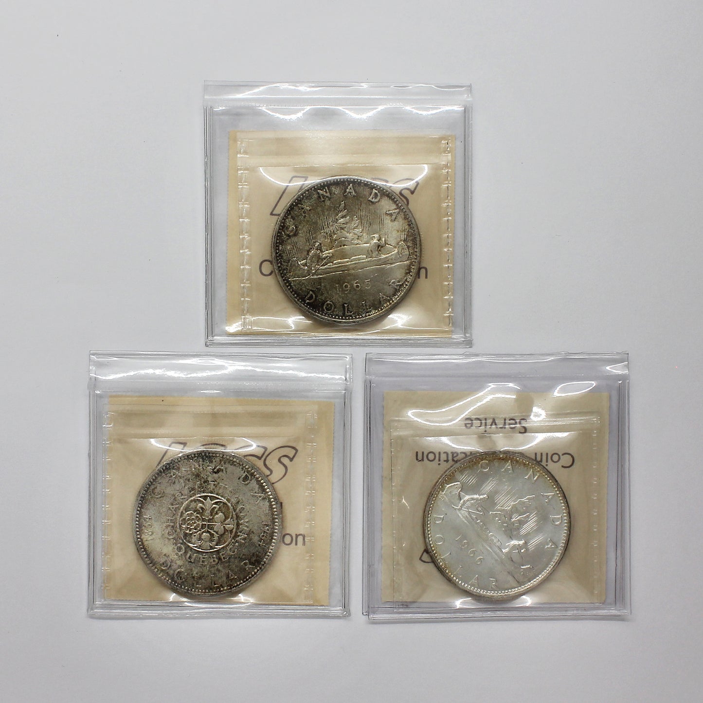 Lot of 3x Canada Dollars ICCS Certified MS64, 3pcs (Toned)