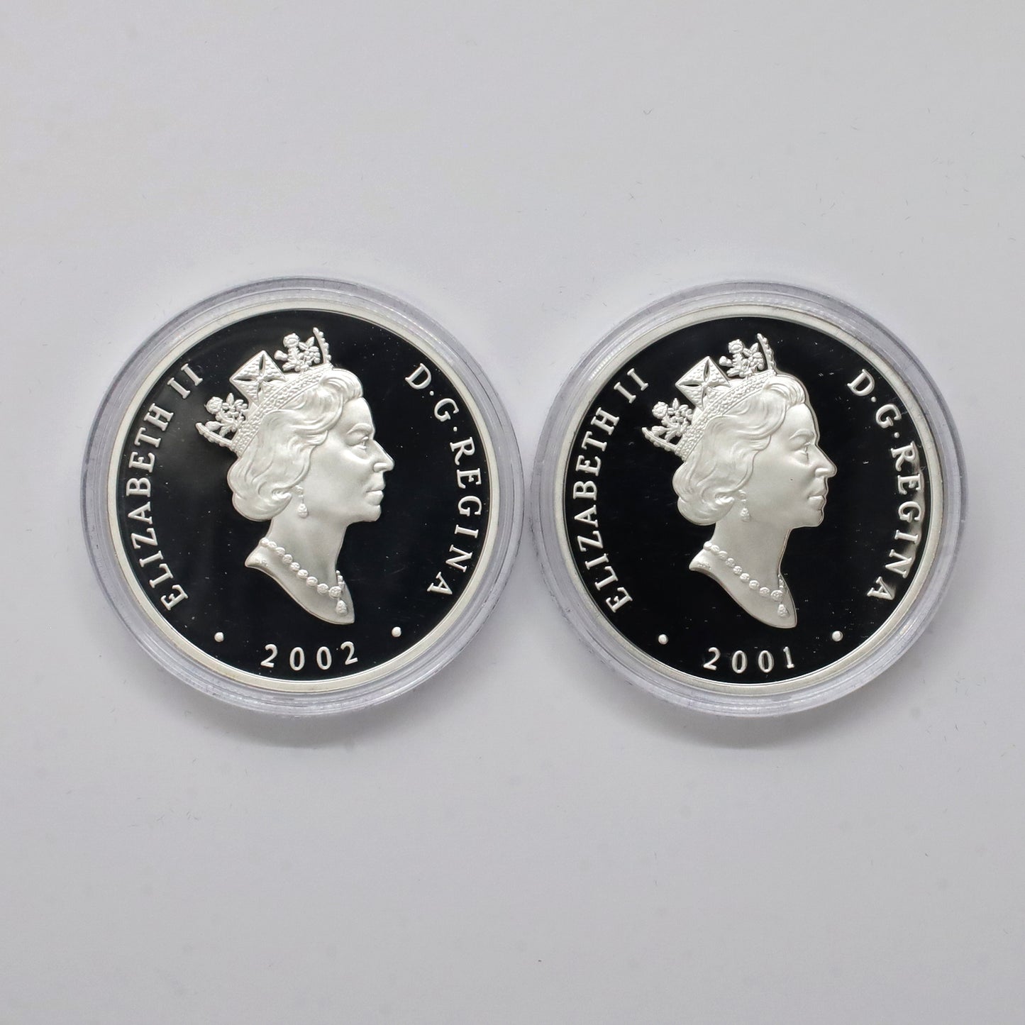 Pair of 2001 & 2002 Canada $20 Cars Sterling Silver, 2pcs, Coins Only (Scr. Caps)