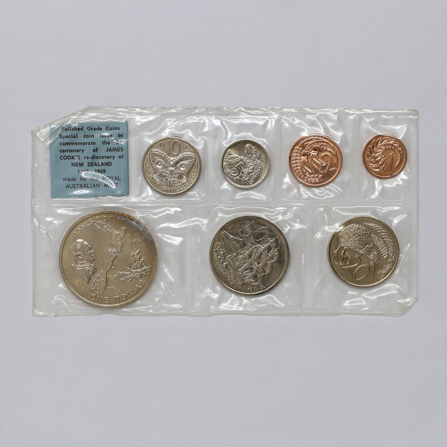 New Zealand 1969 Blue Label Bicentennary Coin Set in Case (Issues)