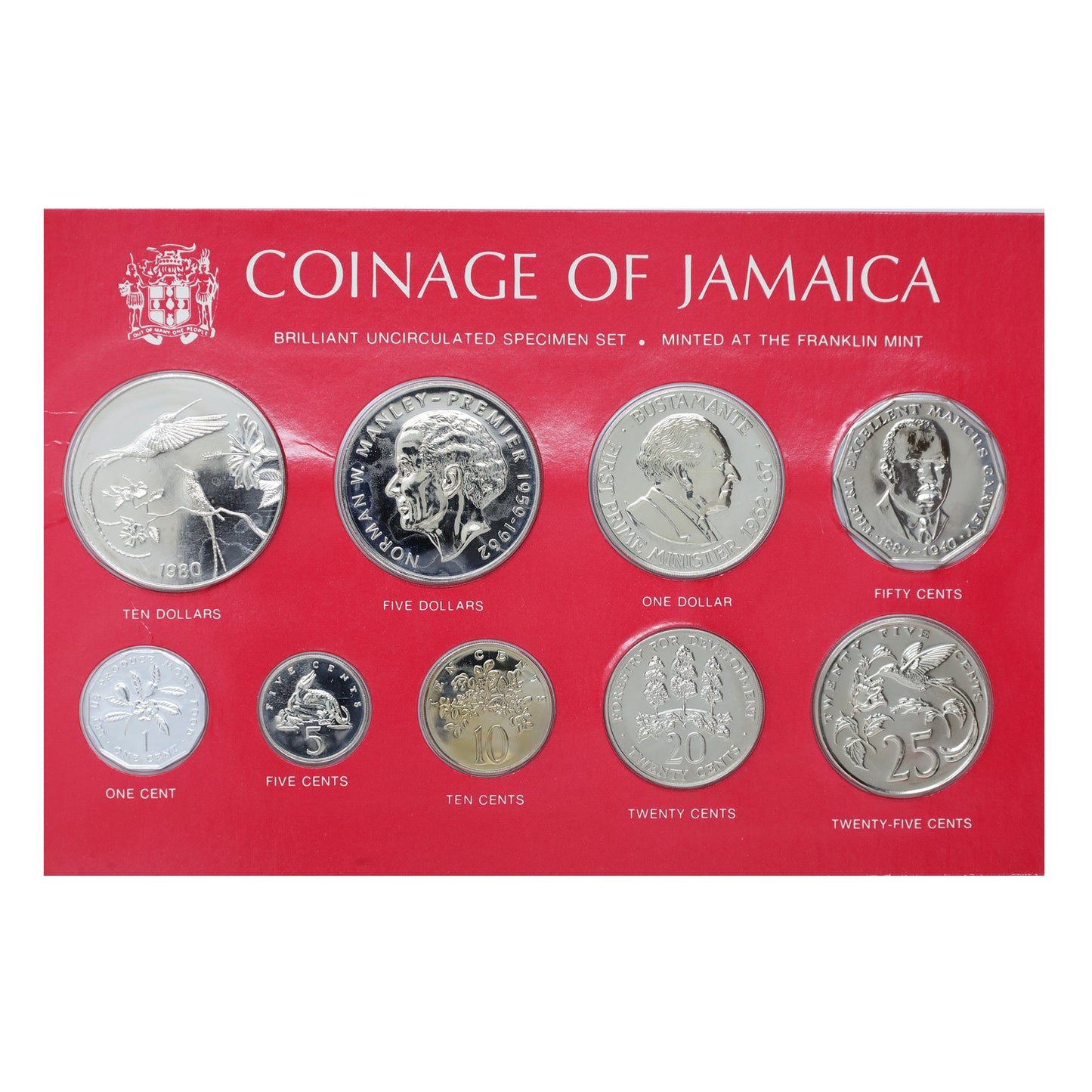 Jamaica 1980 Brilliant Uncirculated 9-Coin Specimen Set (Issues)