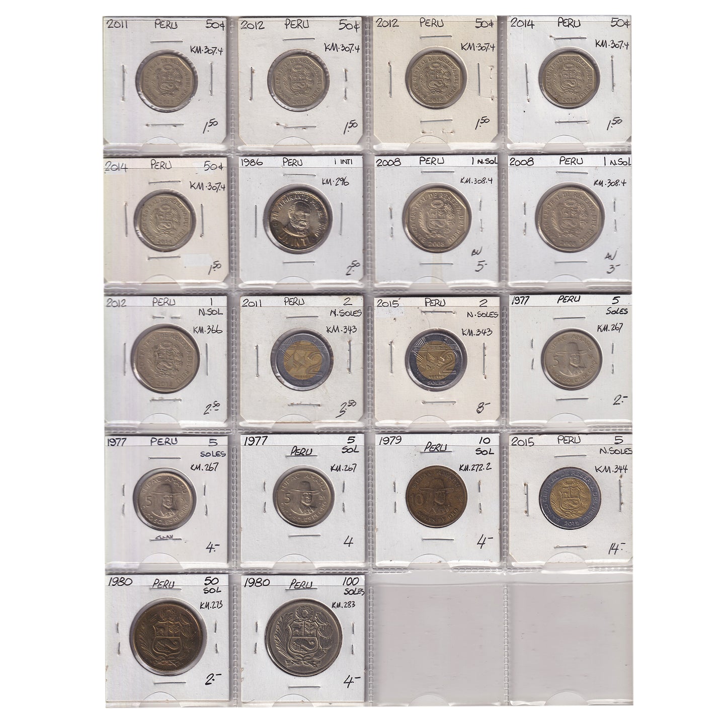 Group Lot of 38x Peru 1935-2015 Decimal, Various Denominations, 35pcs