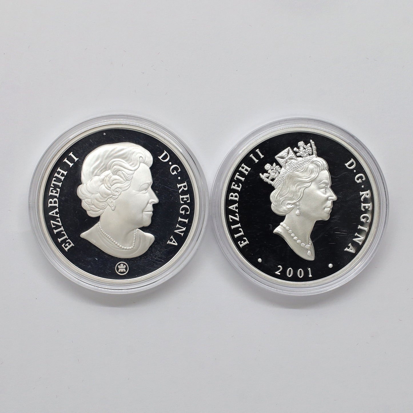 Pair of 2001 & 2008 Canadian Locomotives Silver Coins, 2pcs (Coins Only, Scr. Caps)