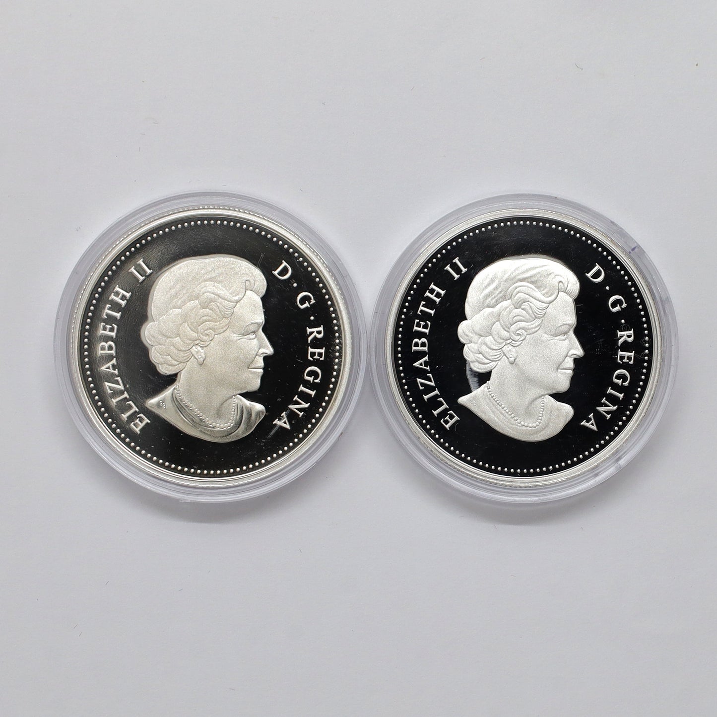 Pair of 2013 & 2016 Canada Proof .999 Silver Dollars, 2pcs (No Tax) Coins Only, Scr. Caps