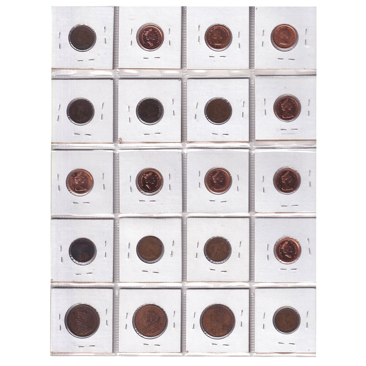 Group Lot of 20x 1917-2001 Canada 1-cents, VG to PL, 20pcs