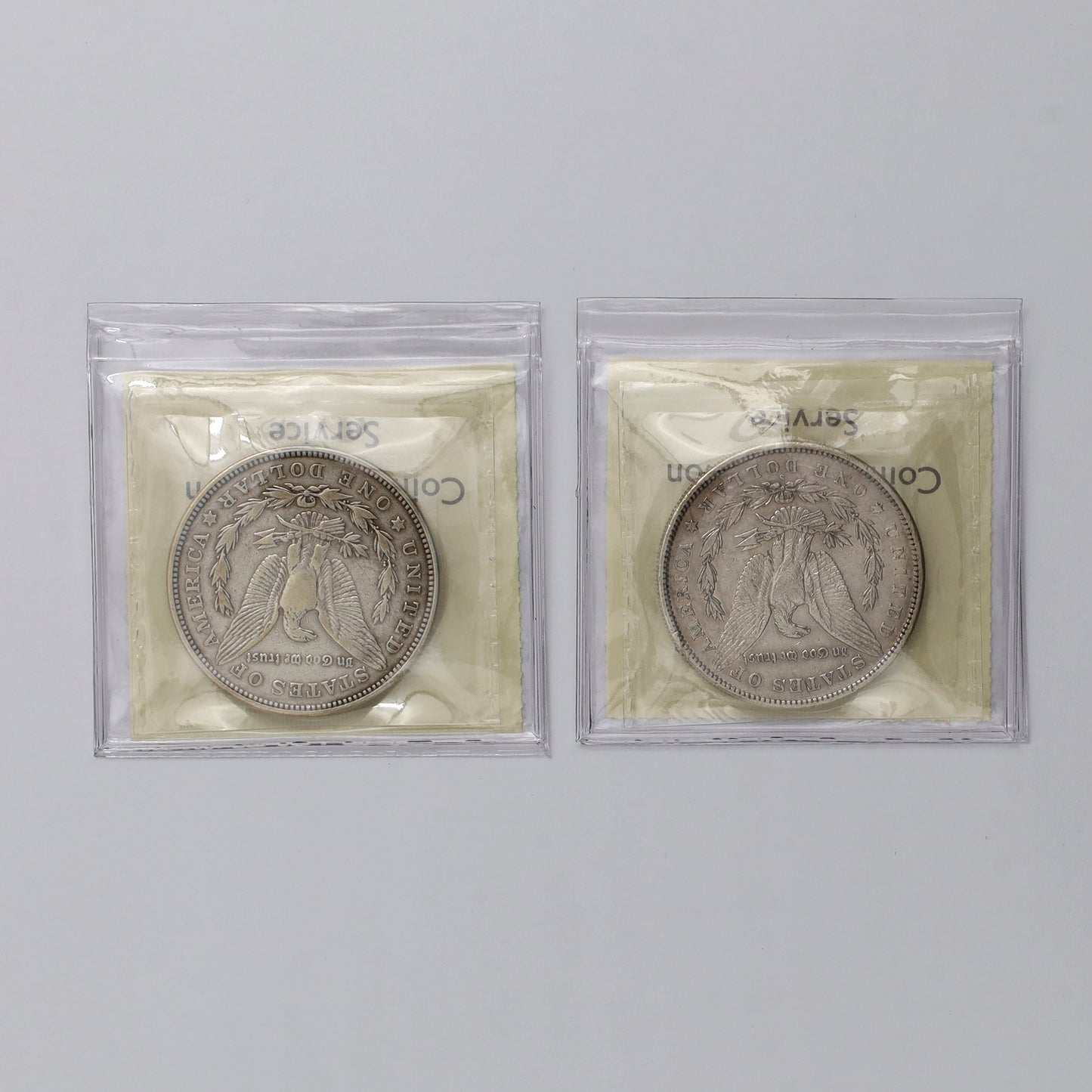 Pair of 1890 & 1921 USA Silver Dollars ICCS Certified VF30 & F15, 2pcs