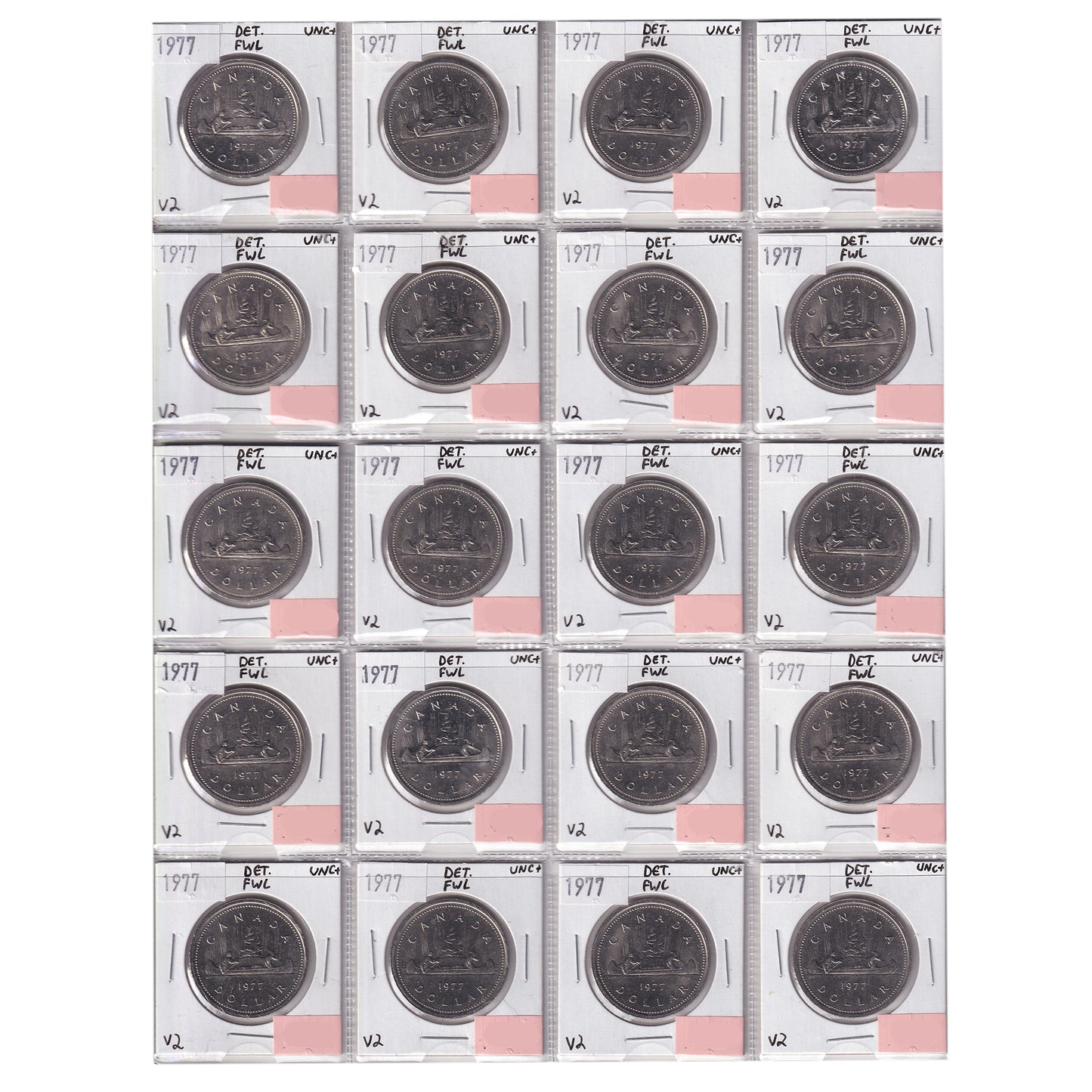 Group Lot of 44x 1977 Canada Nickel Dollars, All UNC+, 44pcs