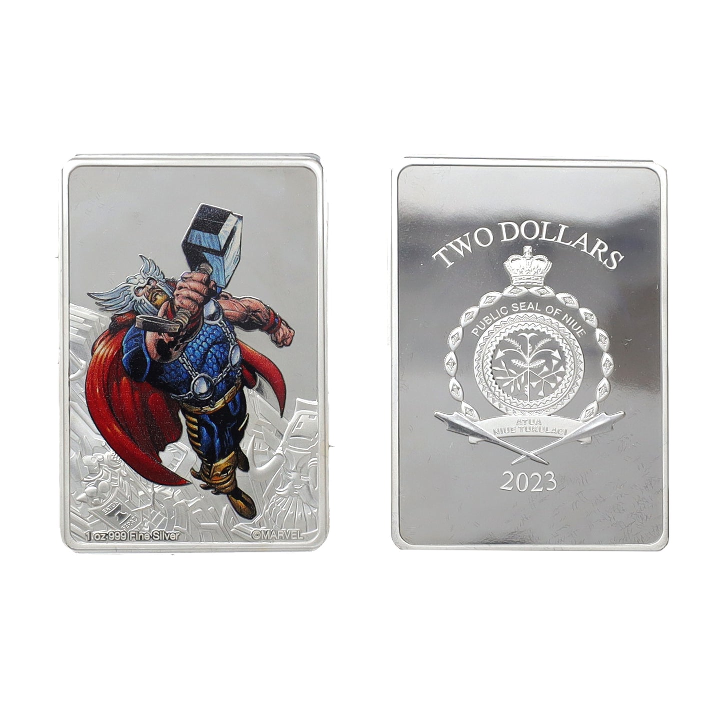 2023 Niue $2 Marvel Comics: Thor 1oz. .999 Rectangular Silver Coin (No Tax) scuffed cap.