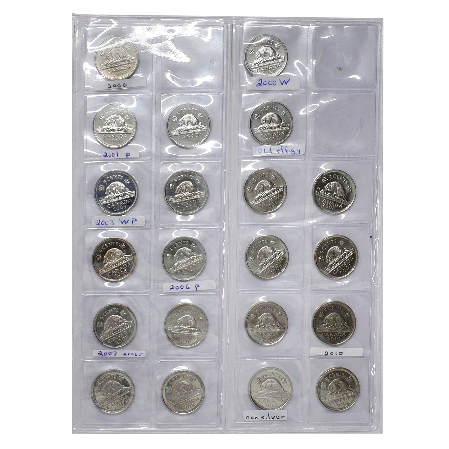 Estate Lot of 83x 1910-2013 Canada 5-cents in Lighthouse Album