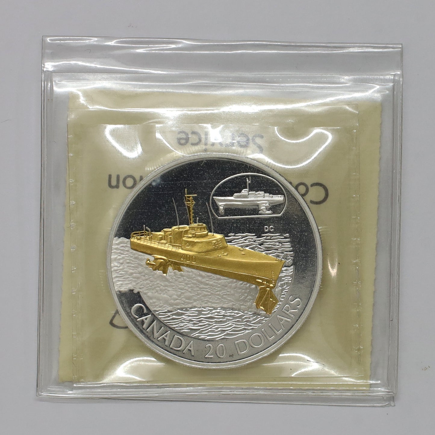 2003 Canada $20 Transportation Ship: HMCS Bras d'Or Sterling Silver ICCS Cert. PF66 UHC