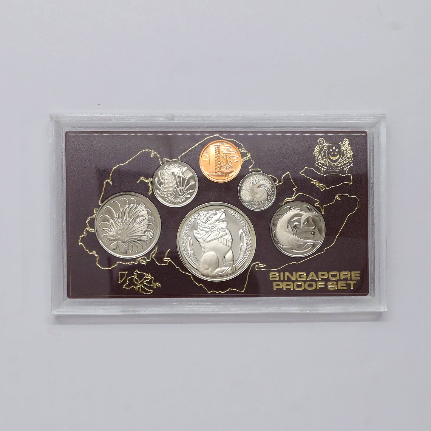 Singapore 1984 6-Coin Proof Set in Wooden Case (light wear)