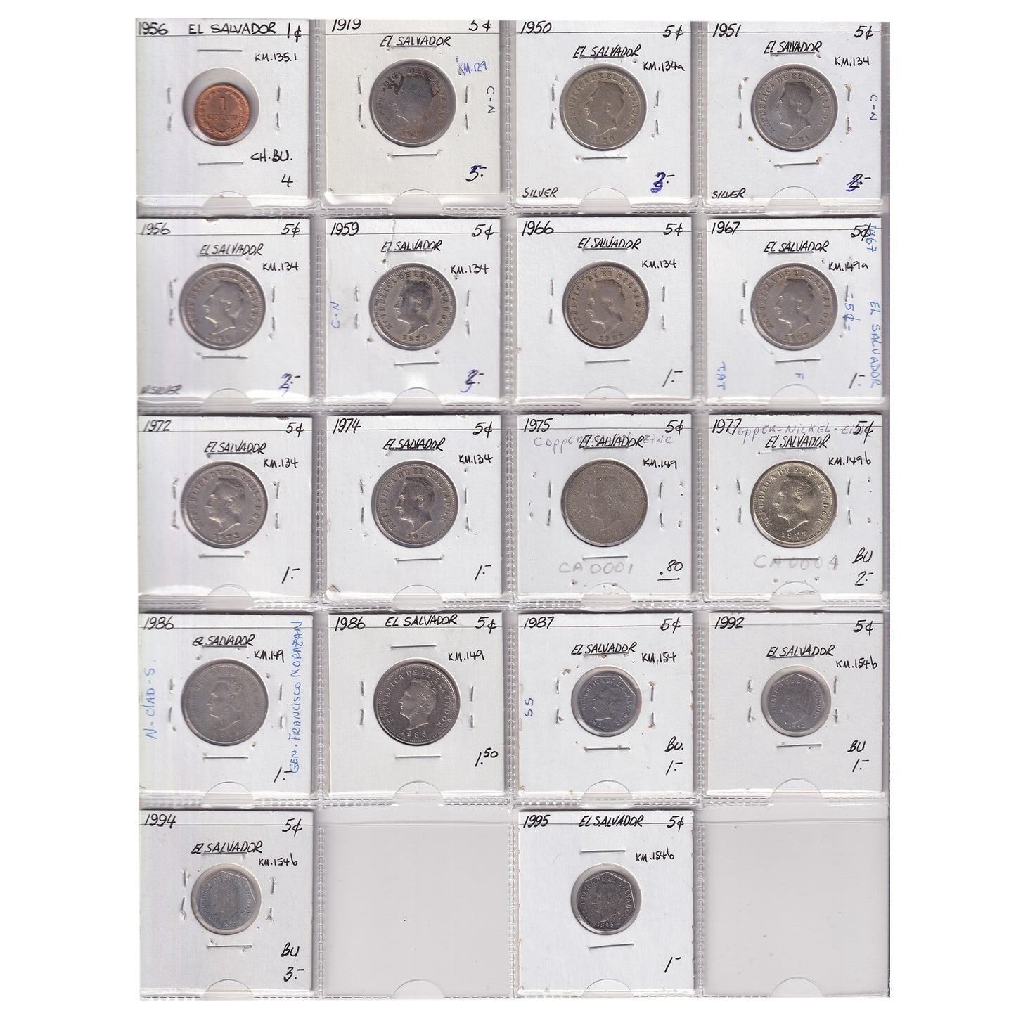 Group Lot of 38x El Salvador 1919-1999 Decimal, 38pcs