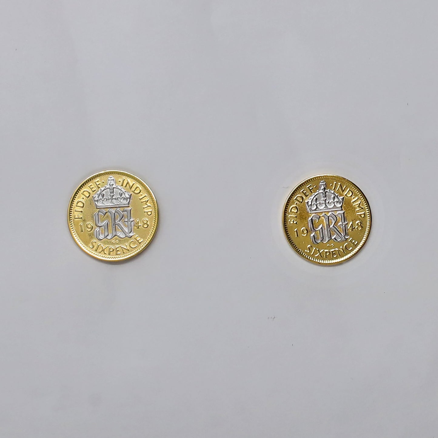 Pair of Great Britain 1948 George VI Enamelled Sixpence Cufflinks