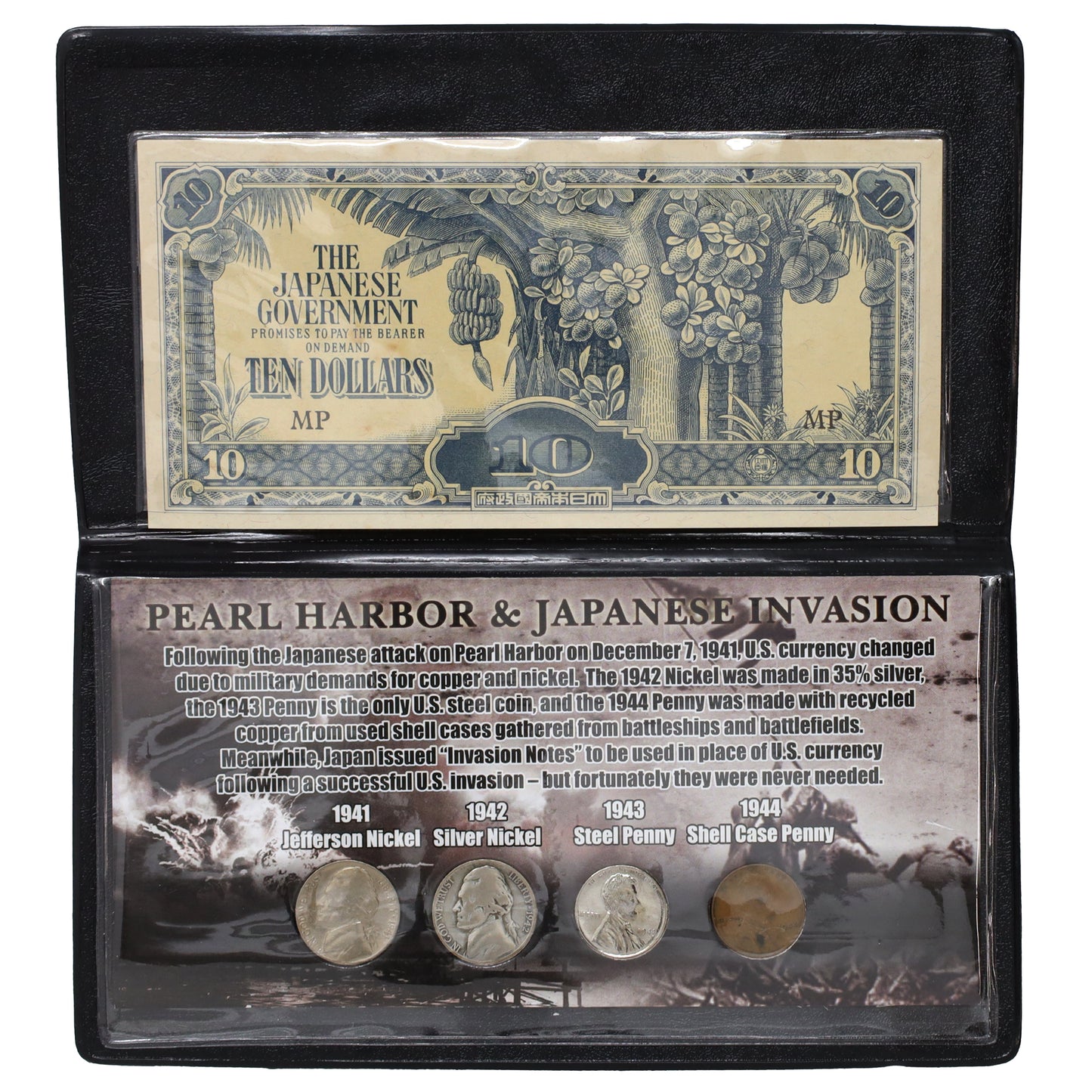 1941-1944 USA Pearl Harbor & Japanese Invasion 4-Coin Set in Folder