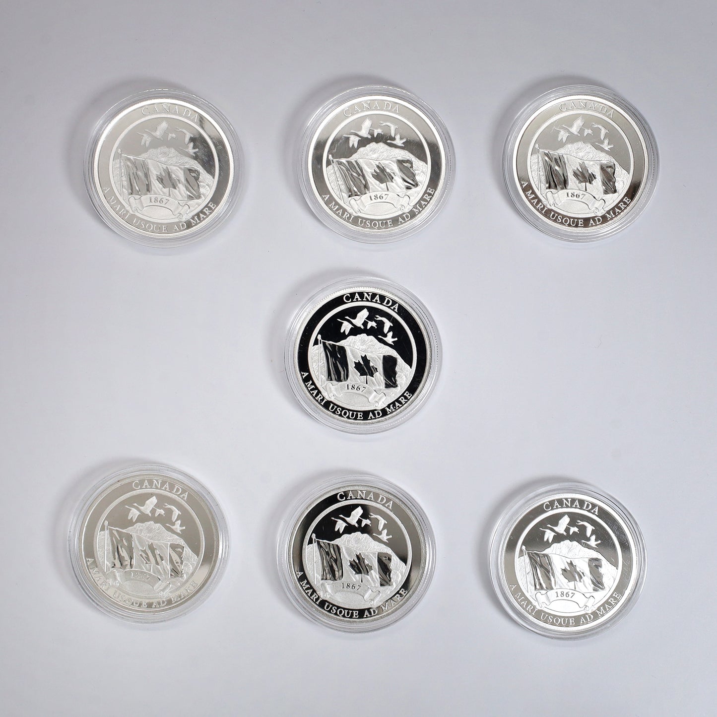 Lot of 7x Bradford Exchange O Canada Commemorative Silver-Plated Coins, 7pcs