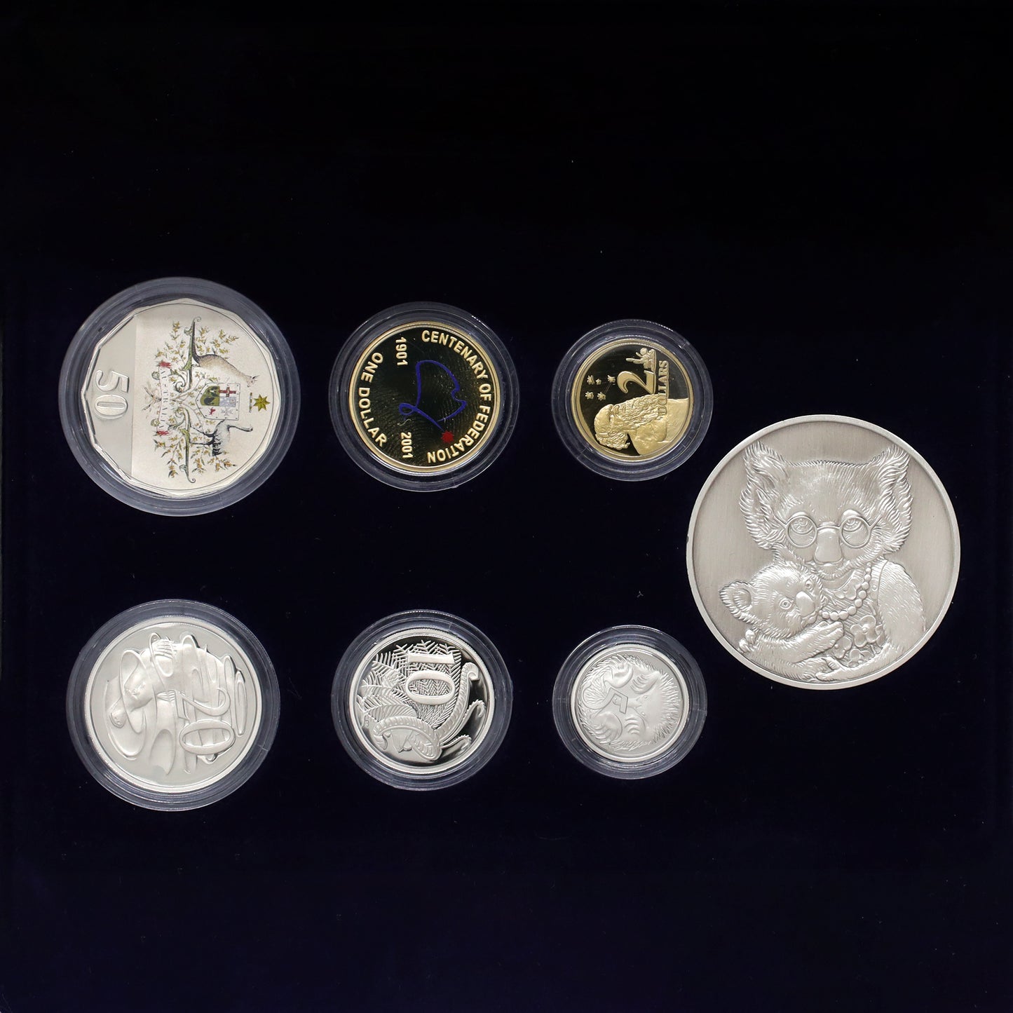 Australia 2001 Centenary Baby 6-Coin & .999 Silver Medallion Set (wear)