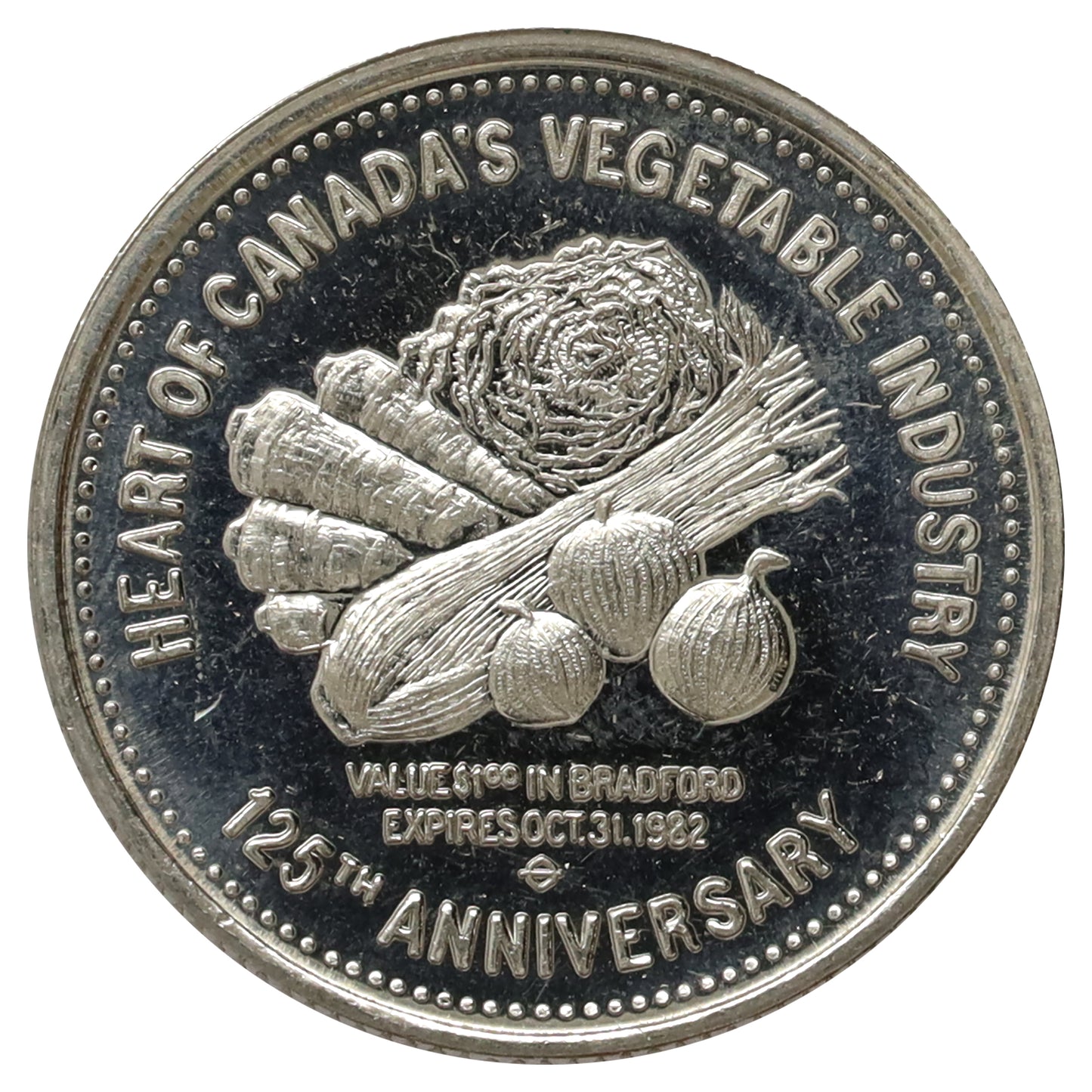 1982 Bradford, ON, 125th Anniversary Commemorative Dollar