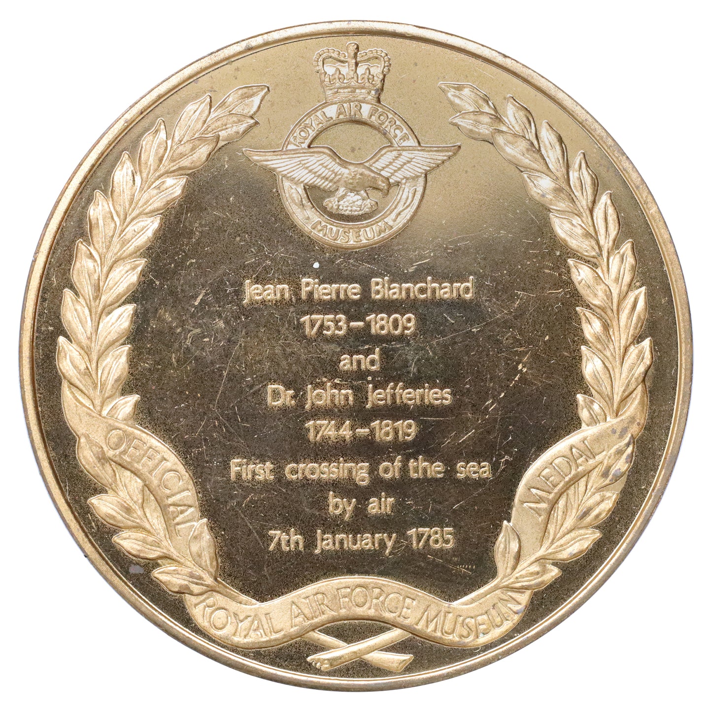 Royal Air Force Museum First Crossing of the Sea by Air 1785 Commemorative Medallion