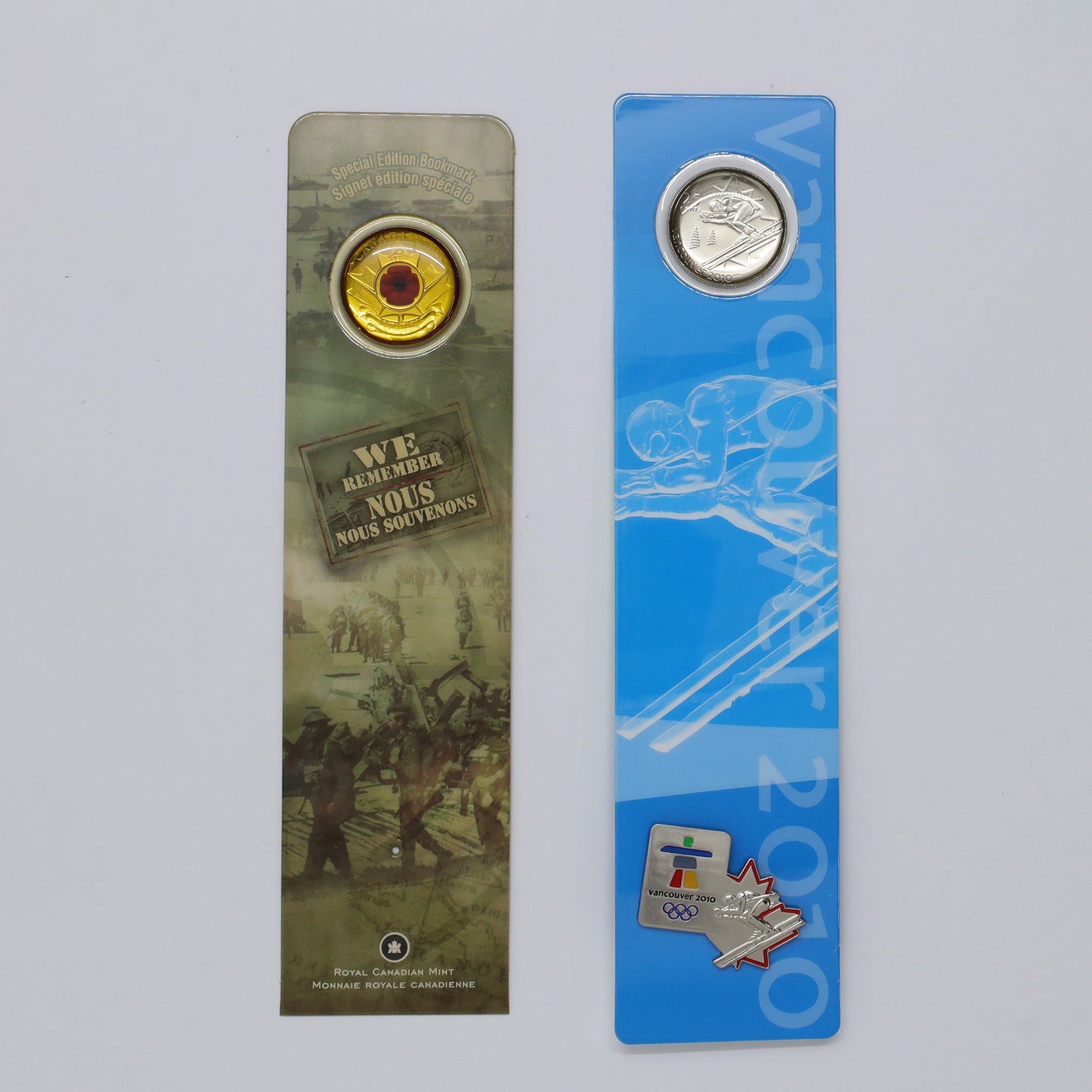 Pair of 2005-2007 Canada 25-cent Coin Bookmarks (no plastic)