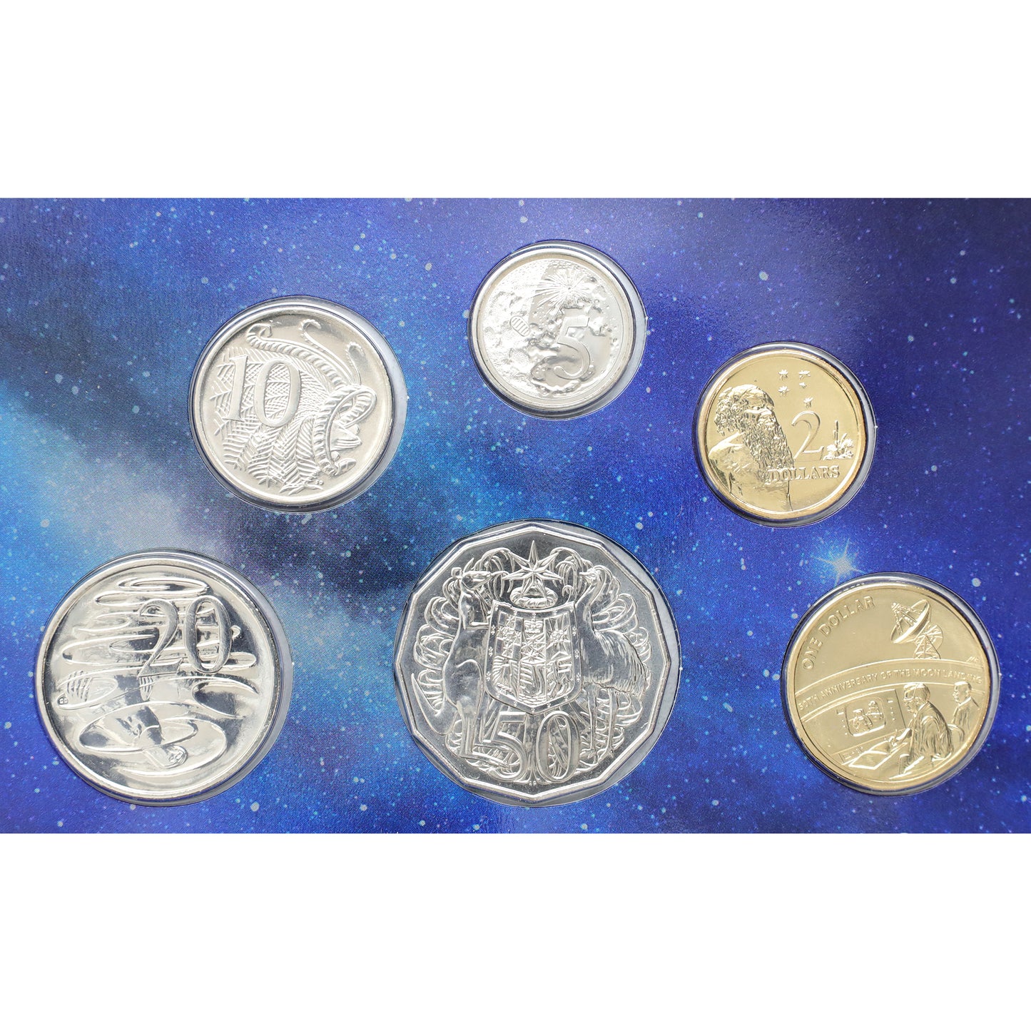 Australia 2019 50th Anniversary Moon Landing Uncirculated 6-Coin Year Set (light wear)