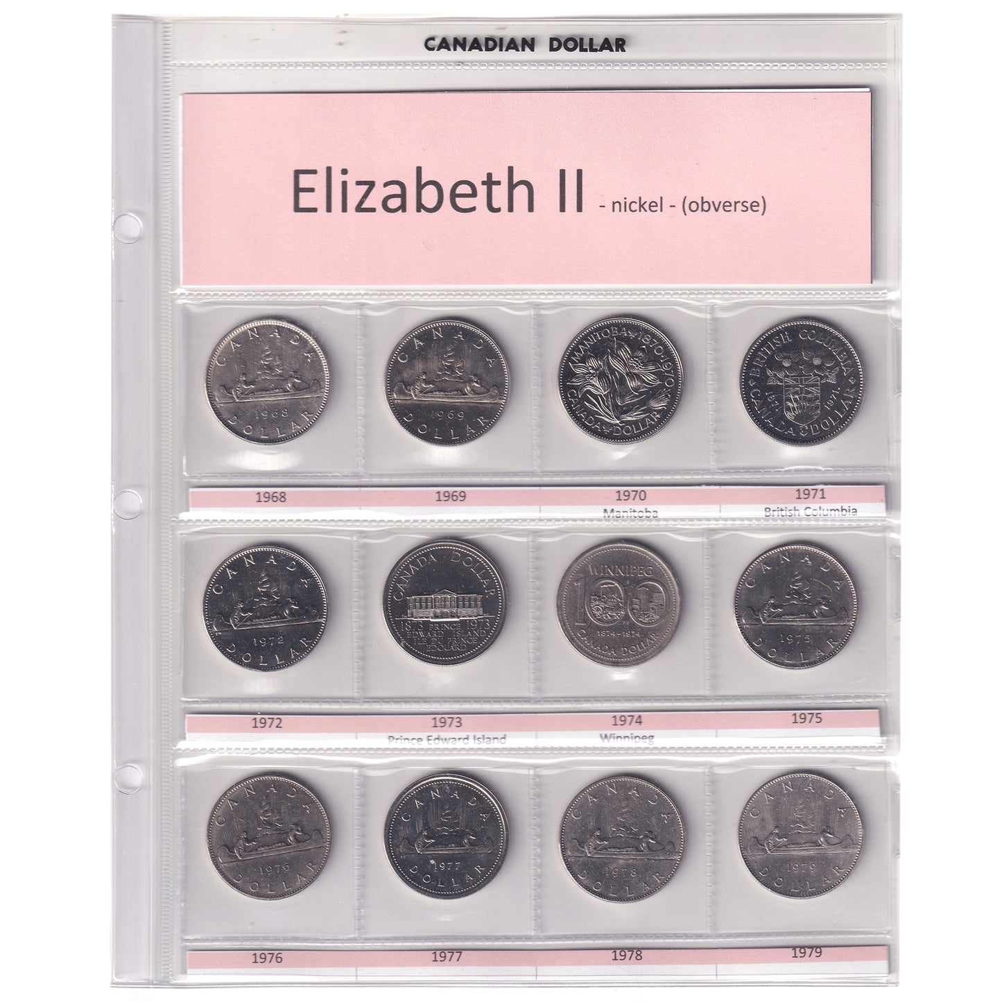 Estate Lot of 21x 1968-1986 Canada Nickel Dollars in Unisafe Album