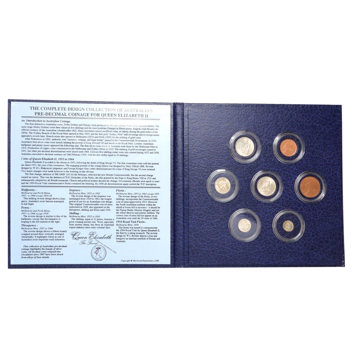 Australia 1989 Pre-Decimal Coinage 7-Coin Set in Folder (light wear)