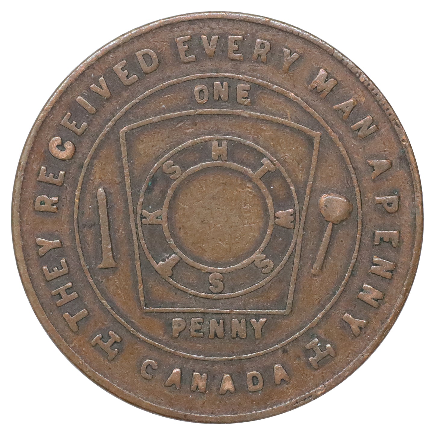 Calgary, AB, Otuskwan Chapter No. 9 Masonic Penny Token